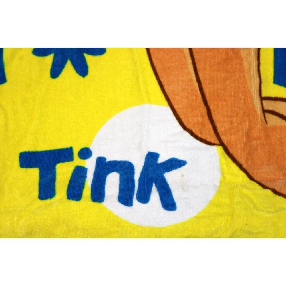 Disney Store Tinkerbell Beach Towel Fun Shape Early 2000s Tink Blue Retro 60s